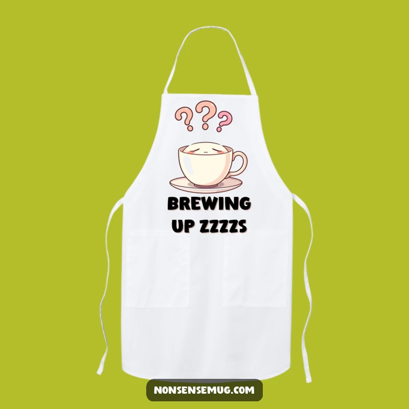 Funny Sleeping Teacup Question Mark Apron - Kitchen Humor for Aspiring Chefs