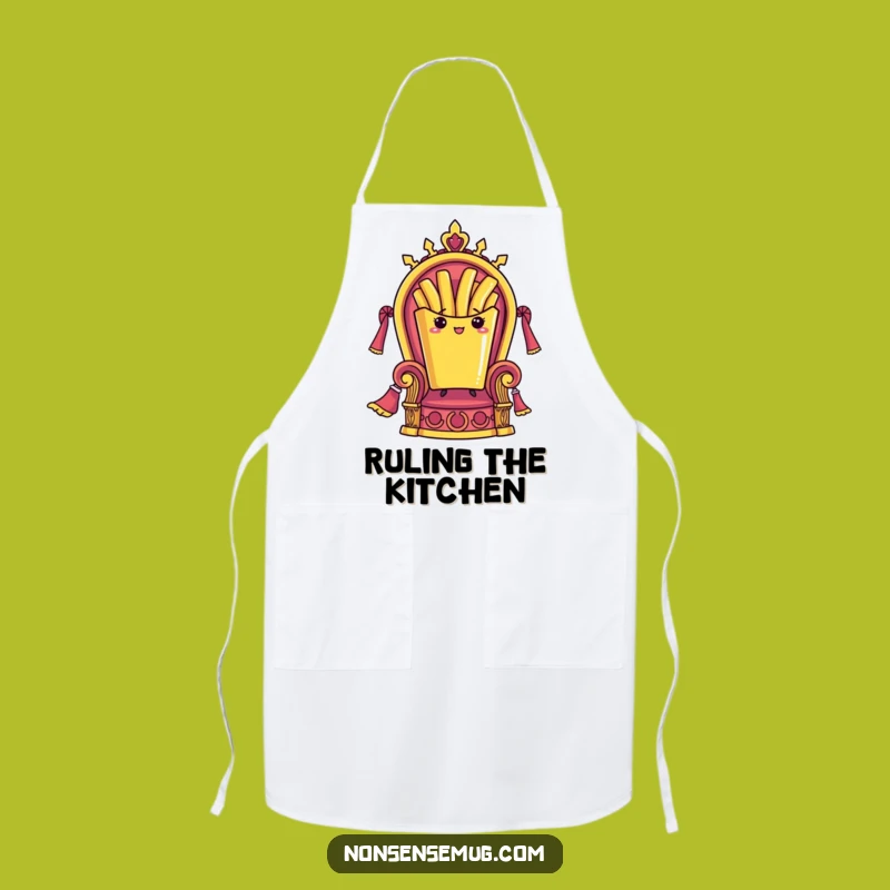 Funny French Fry Apron: Royal Fry on Throne, Kitchen Ruler Accessory
