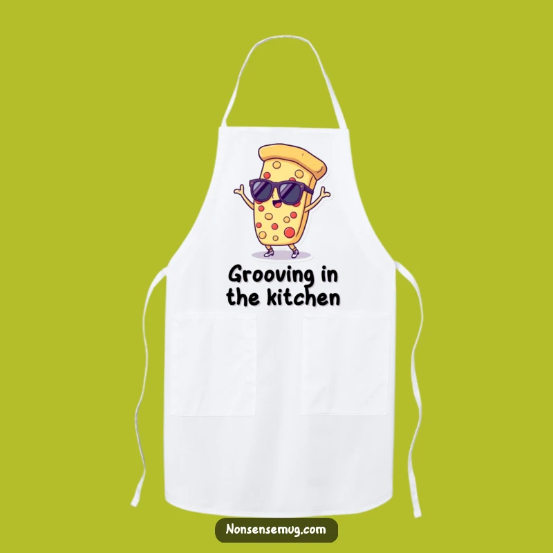 Funny Pizza Apron: Dancing Pizza Slice with Sunglasses, Kitchen Party Essential