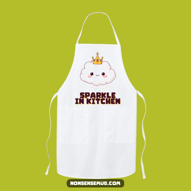 Funny Glitter Cloud Apron: Kitchen Whimsical Statement Piece