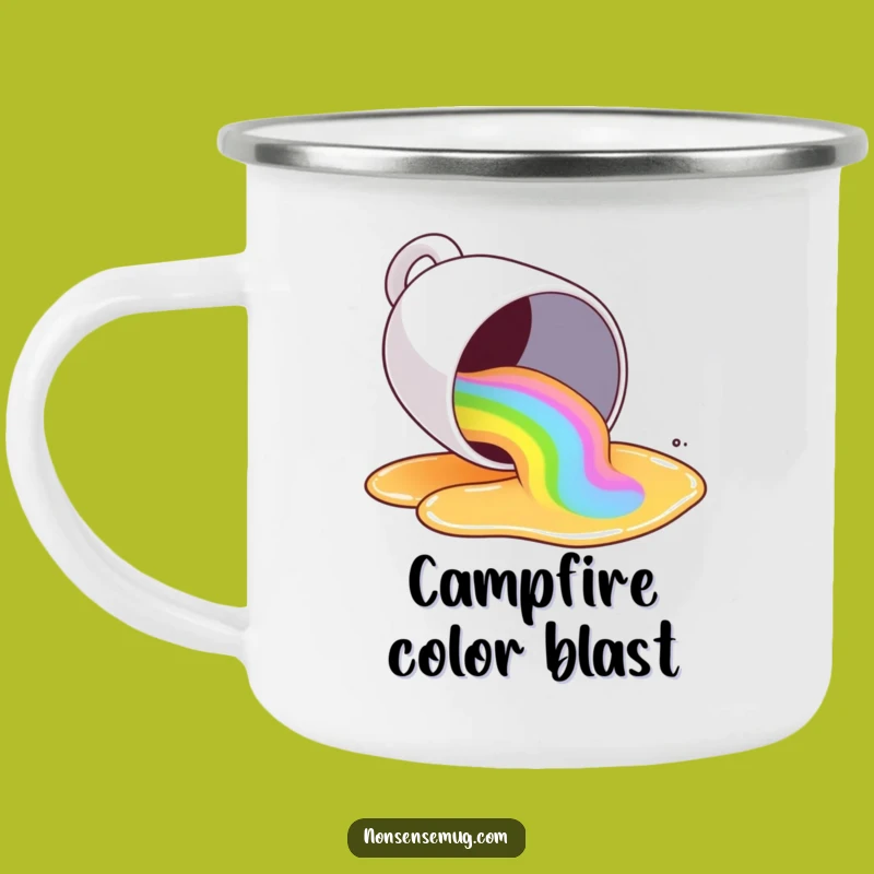 Funny Rainbow Spill Camping Mug: Your Hilarious Colorful Outdoor Companion