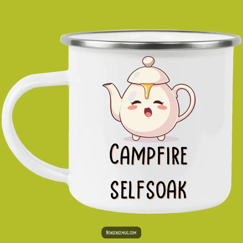 Funny Teapot Self-Pour Camping Mug: Aggressive Pouring Action, Outdoor Humor Gift