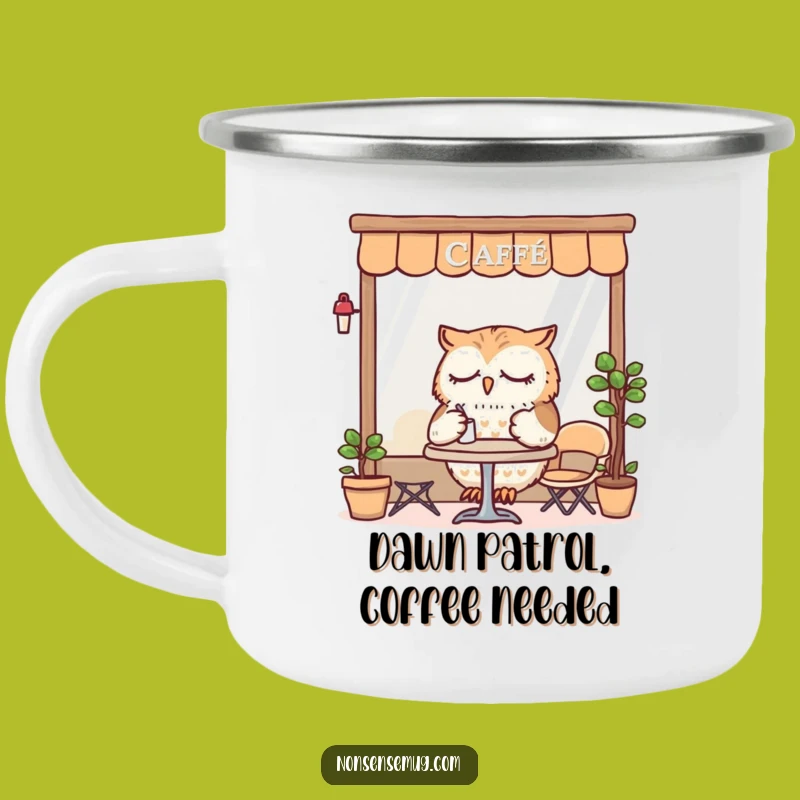 Funny Sleepy Owl Cafe Camping Mug: Cozy Adventures Gift