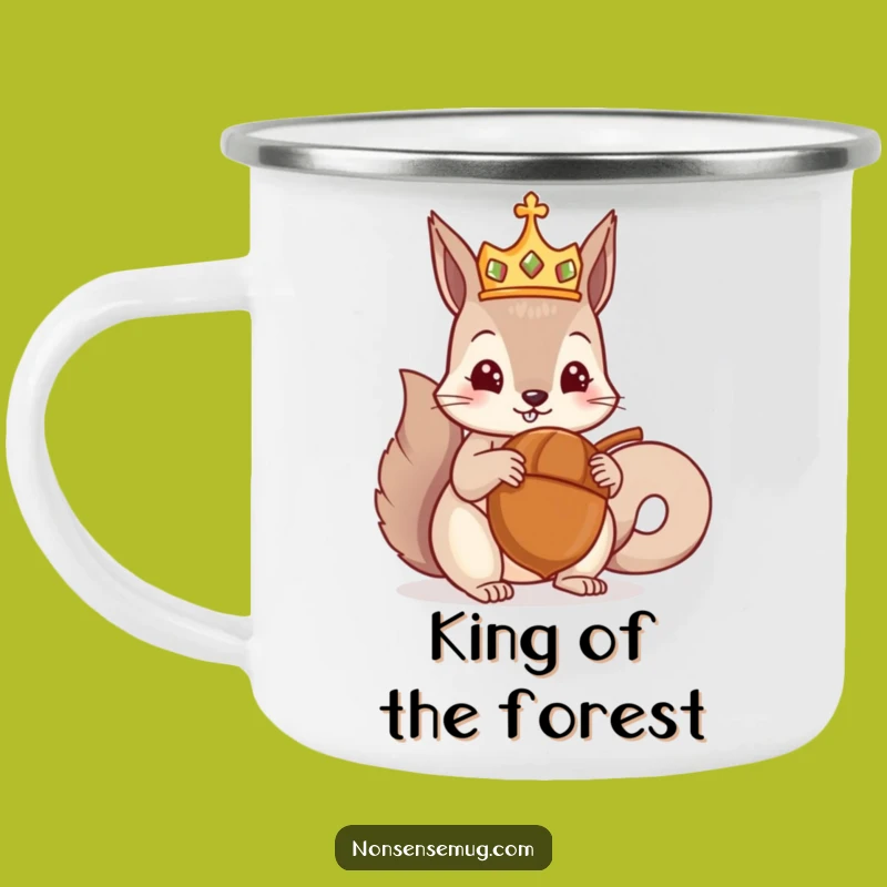 Funny Crowned Squirrel Camping Mug: Campfire Royal Acorn Mug for Outdoor Adventures