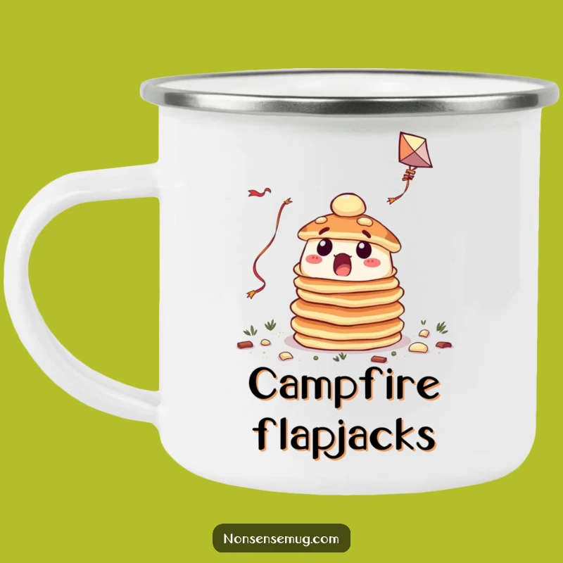 Funny Pancake Kite Flying Camping Mug: Breakfast Adventures Guaranteed