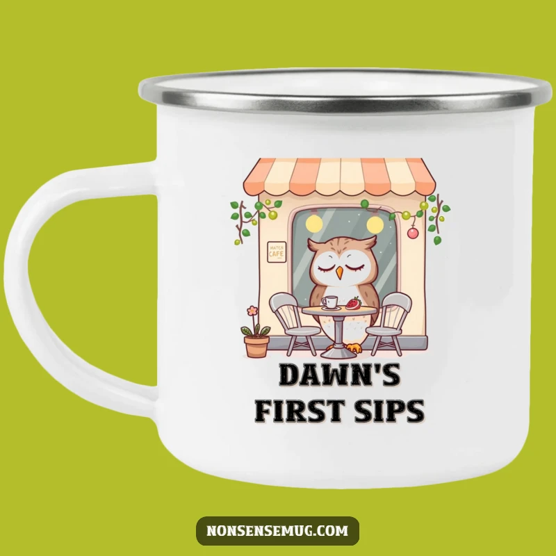 Funny Sleepy Owl Camping Mug: Enjoy Coffee Outdoors with This Hilarious Design