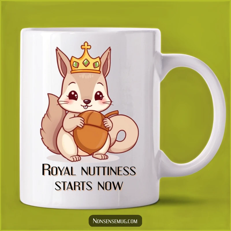 Funny Crowned Squirrel Mug Gift: Majestic Acorn Presentation for Royal Humor
