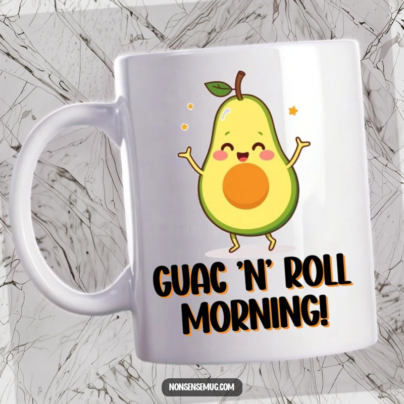 Funny Avocado Mug: A joyful avocado character in a silly dance pose, bringing pure, unadulterated fun to your kitchen.