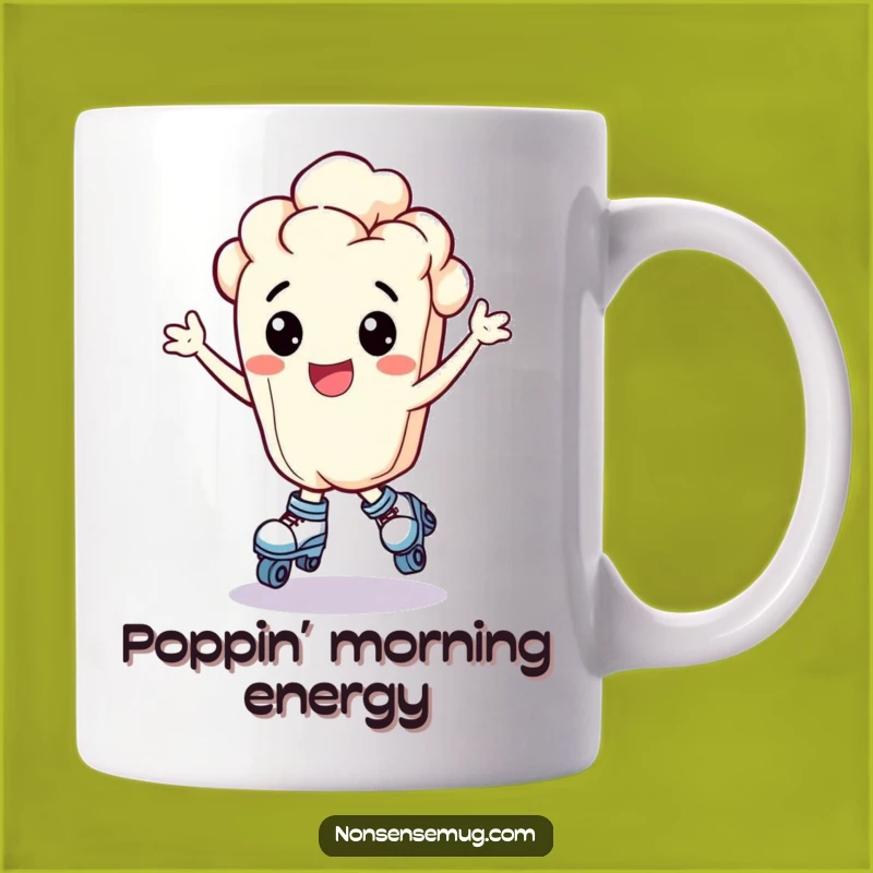 Funny Popcorn Roller Skates Mug - Exhilarated Kernel Snack Humor Gift