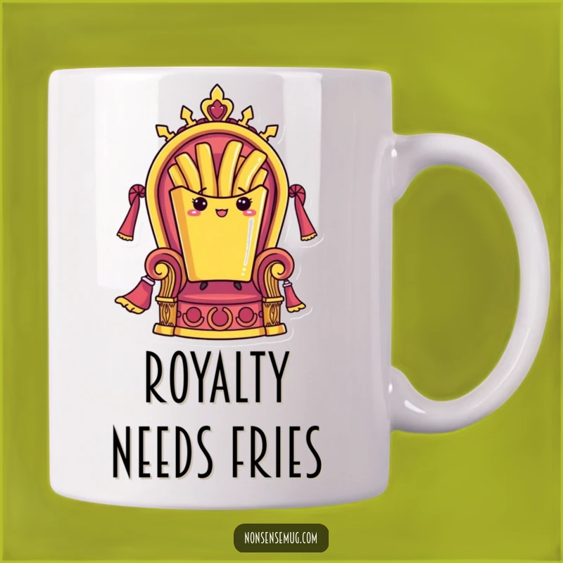Funny French Fry Mug Gift: Royal Fry on Throne, Hilarious Foodie Pride
