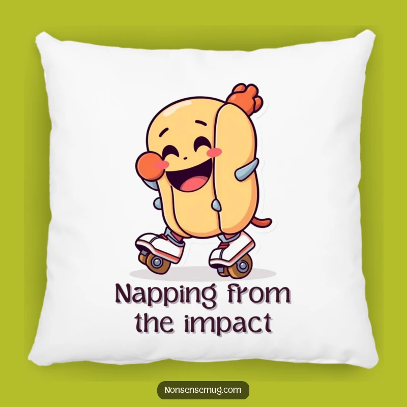 Funny Hot Dog Roller Skate Pillow - Comfy & Hilarious Cartoon Accent Pillow
