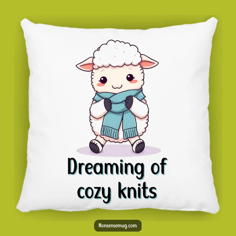 Funny Sheep Knitting Pillow: Soft Ewe Crafting Scarf on Feet - Hilarious Cozy Decor