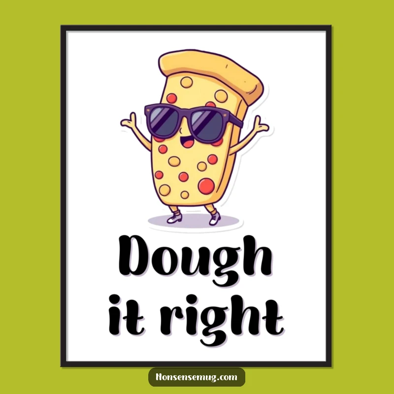 Funny Pizza Digital Art: Dancing Pizza Slice with Sunglasses, Instant Party Decor