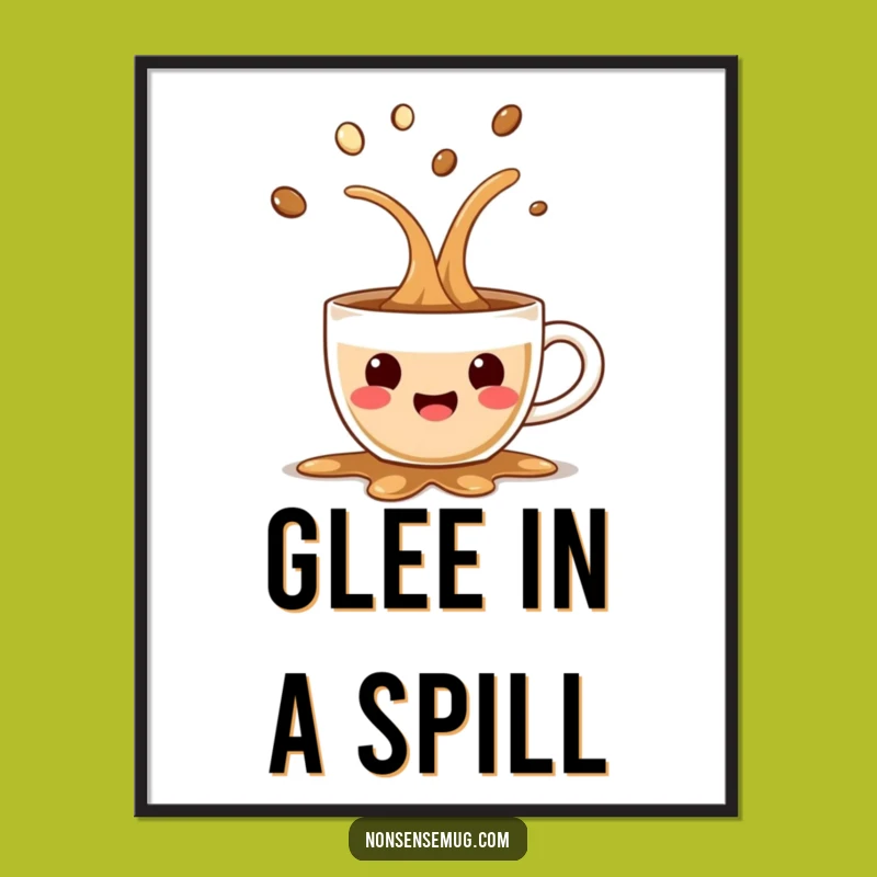 Funny Coffee Spill Digital Art: Instant Morning Wall Decor
