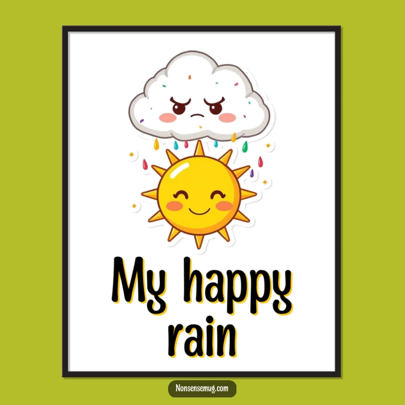 Funny Grumpy Cloud Sprinkle Digital Art - Whimsical Cartoon Print for Instant Charm