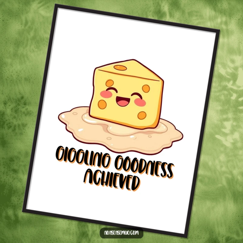 Funny Melting Cheese Digital Art: Cheese melting into laughter, ideal for hilarious and humorous wall art.