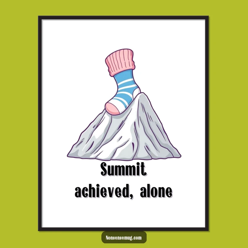 Funny Sock Climbing Laundry Digital Print: Brave Decor Gift