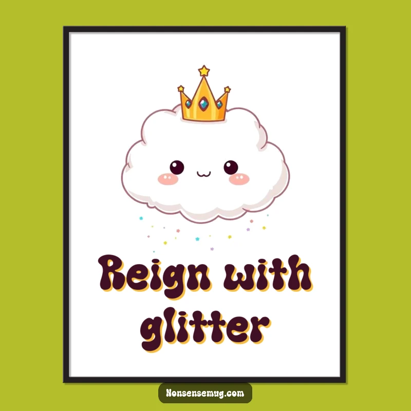 Funny Glitter Cloud Digital Art: Instant Whimsical Wall Decor
