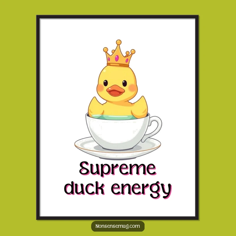 Funny Royal Duck Digital Art Print: Crowned Floater Decor