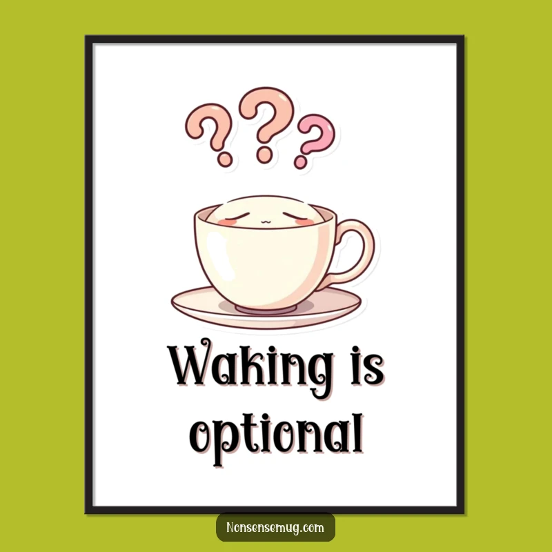 Funny Sleeping Teacup Question Mark Digital Art - Instant Humor for Your Walls