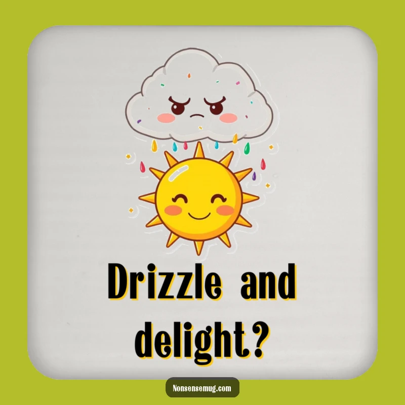 Funny Grumpy Cloud Sprinkle Coaster - Quirky Cartoon Drink Protector