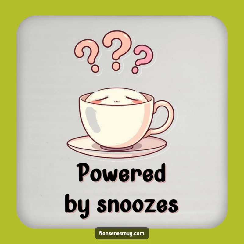 Funny Sleeping Teacup Question Mark Coaster - Protect Surfaces with Humor