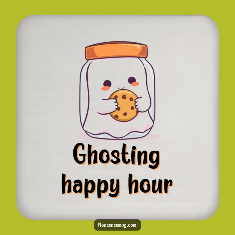 Funny Ghost Cookie Thief Coaster - Protect Surfaces with Spooky Charm