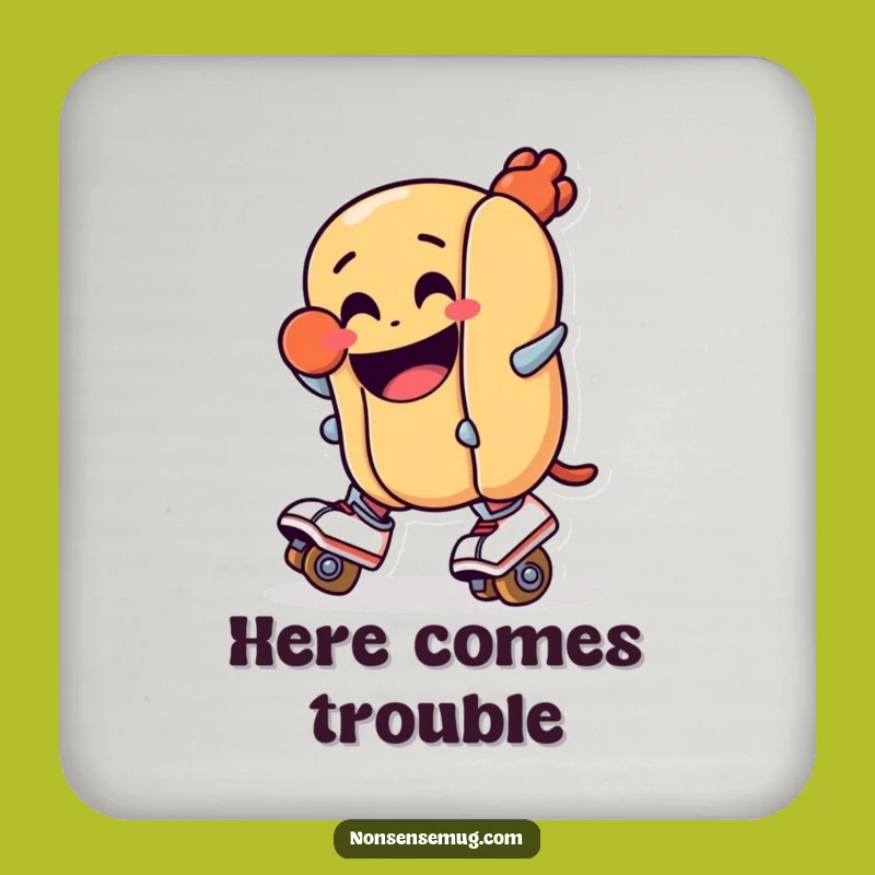 Funny Hot Dog Roller Skate Coaster - Hilarious Cartoon Drink Protector