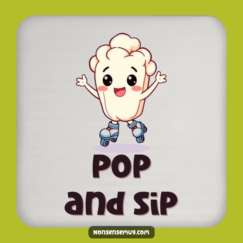 Funny Popcorn Roller Skates Coaster - Exhilarated Kernel Table Protection Gift