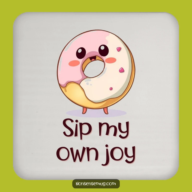Funny Donut Stealing Bite Coaster - Protects Surfaces with Hilarious Art