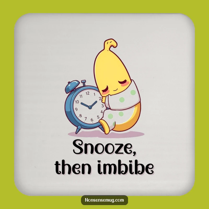 Funny Sleepy Banana Coaster - Protect Surfaces with Morning Humor