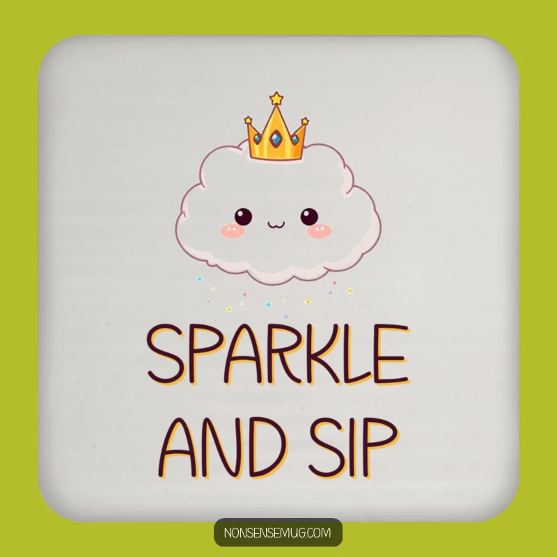 Funny Glitter Cloud Coaster: Protect Surfaces Whimsical Style