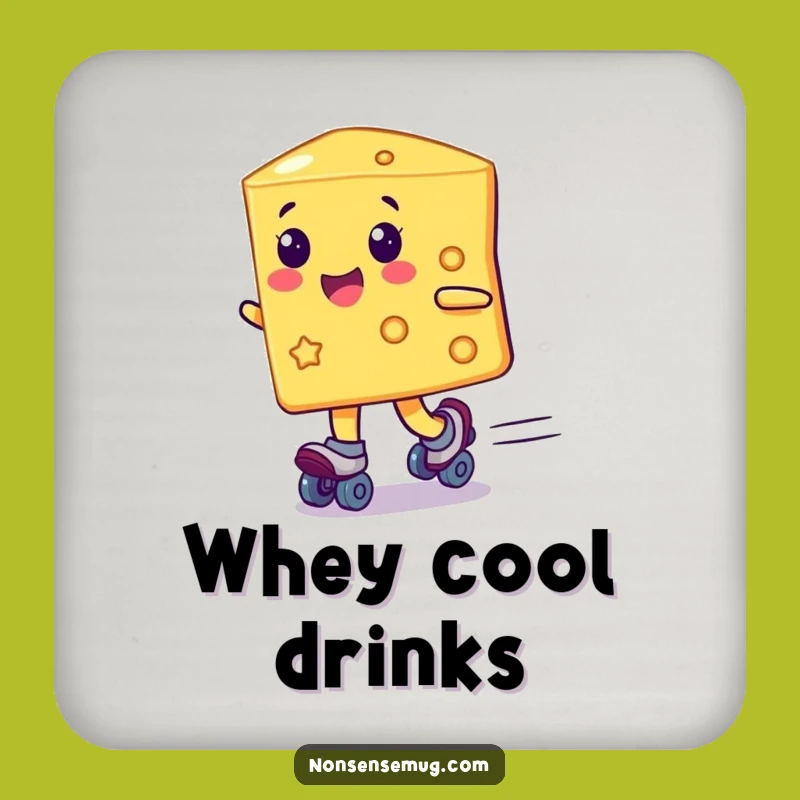 Funny Cheese Roller Skates Drink Coaster: Protect Surfaces with Humorous Style!