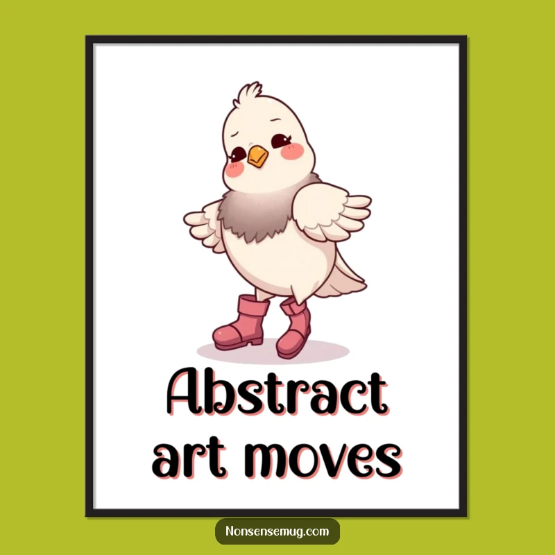 Funny Pigeon Dance Poster - Quirky Wall Art Gift for Bird Lovers