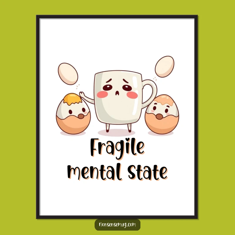 Funny Bewildered Mug Poster - Hilarious Kitchen Art for Coffee Lovers