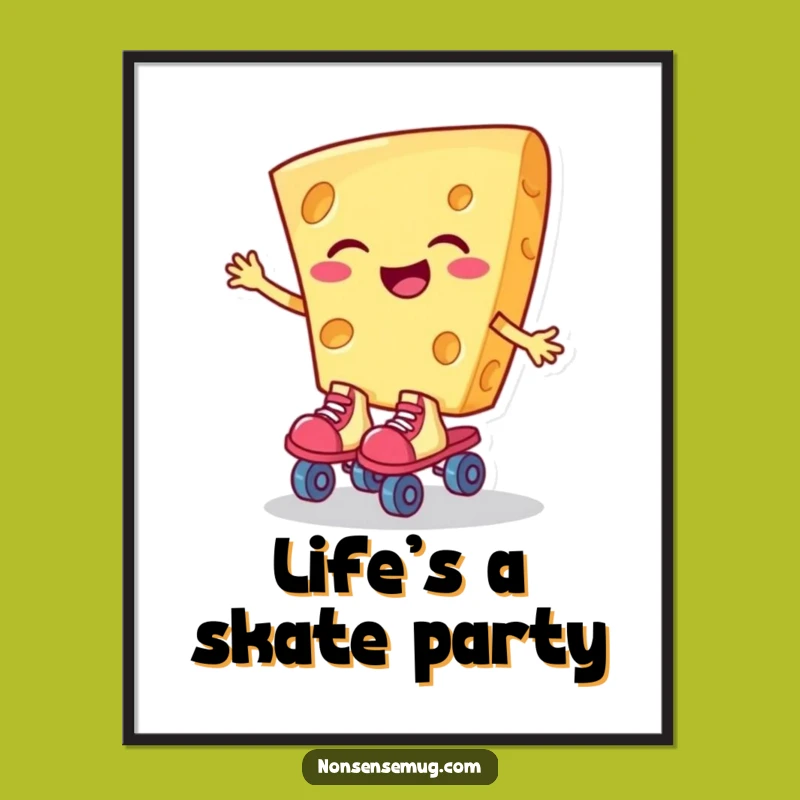 Funny Giggling Cheese Poster - Hilarious Food Art for Wall Decor