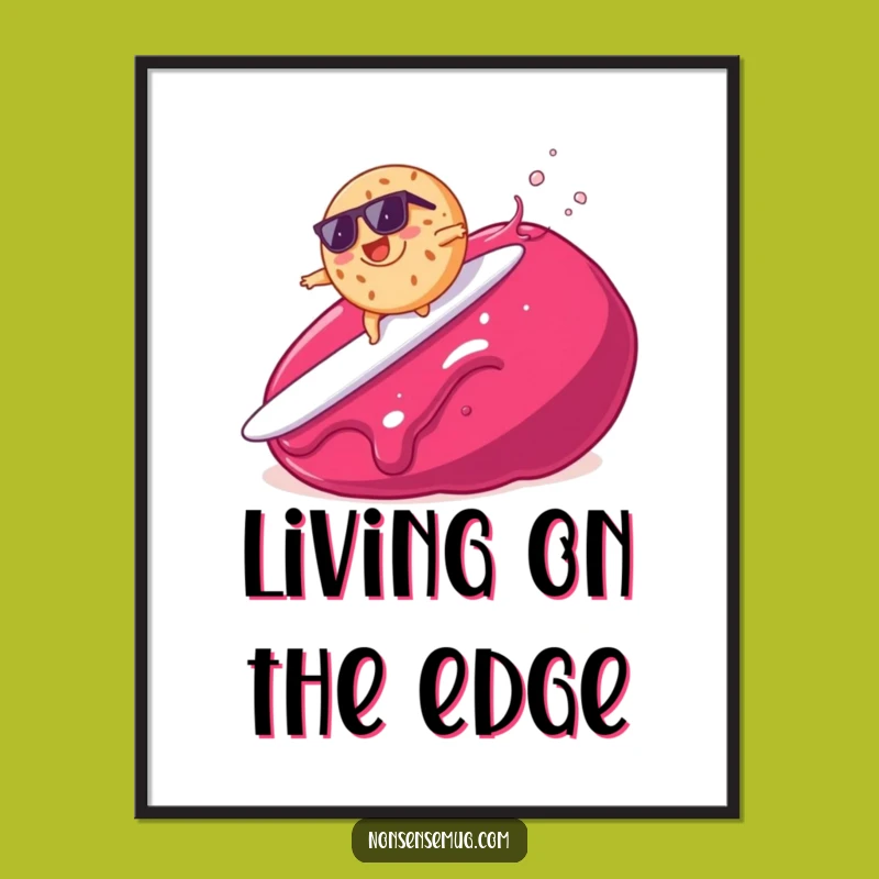 Funny Bagel Surfing Jam Poster - Quirky Wall Art for Kitchens and Cafes