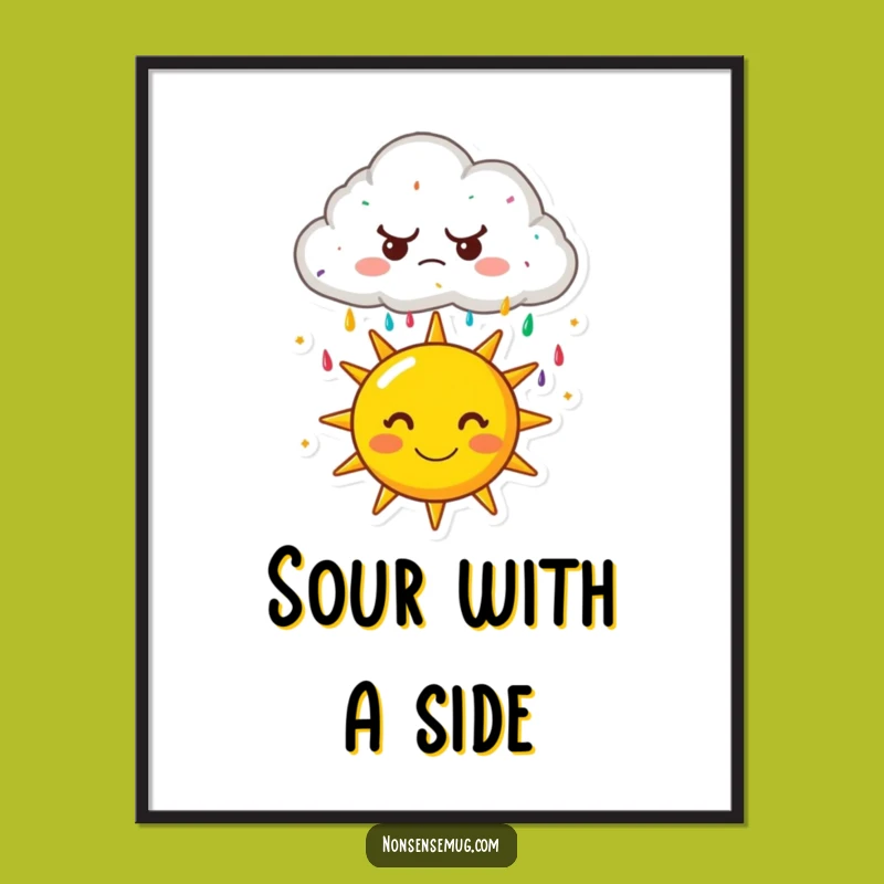 Funny Grumpy Cloud Sprinkle Poster - Whimsical Cartoon Wall Art for a Smile