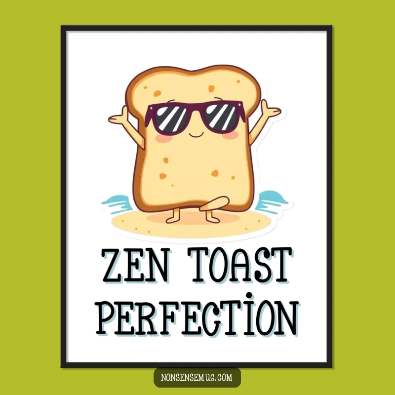 Funny Yoga Toast Poster: Beach Zen Master Wall Art, Gift