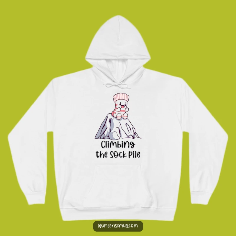 Cozy Funny Sock Laundry Mountain Hoodie: Warmth & Bravery