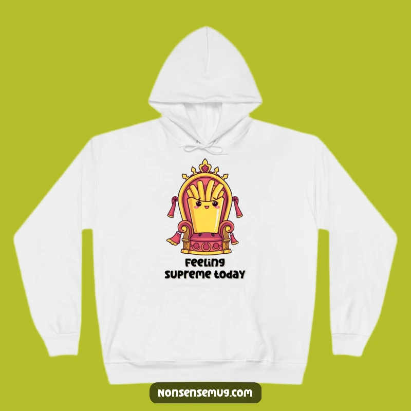 Funny French Fry Hoodie: Royal Fry on Throne, Cozy & Comical Comfort