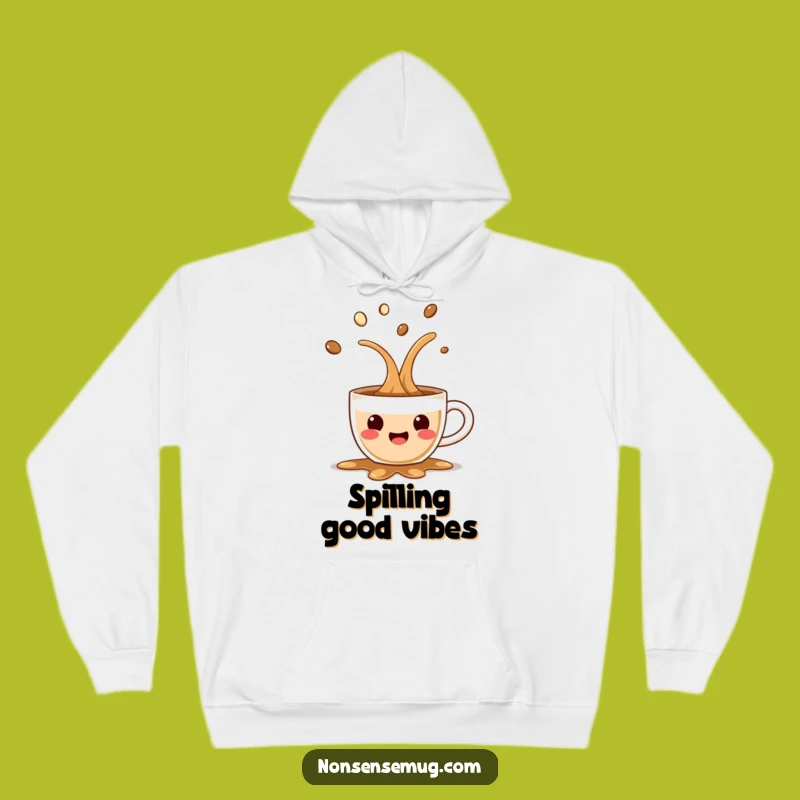 Funny Coffee Spill Hoodie: Cozy Character Morning Warmth Apparel