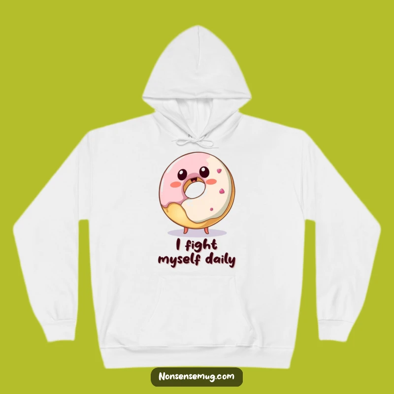 Funny Donut Stealing Bite Hoodie - Cozy and Hilarious Gift for Pastry Fans