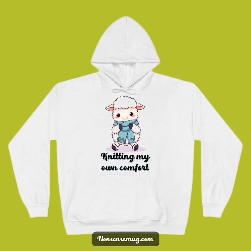 Funny Sheep Knitting Hoodie: Cozy Ewe Crafting Scarf on Feet - Hilarious Warm Gift