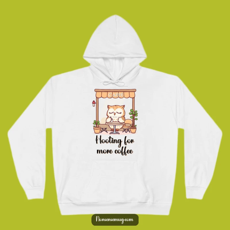 Funny Sleepy Owl Cafe Hoodie: Cozy Nights & Coffee Gift
