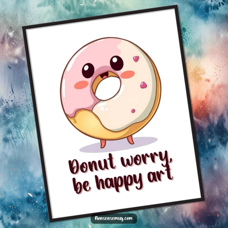 Funny Free Printable Donut Wall Art: A playful donut attempting to eat itself, adding quirky humor to any room's decor.
