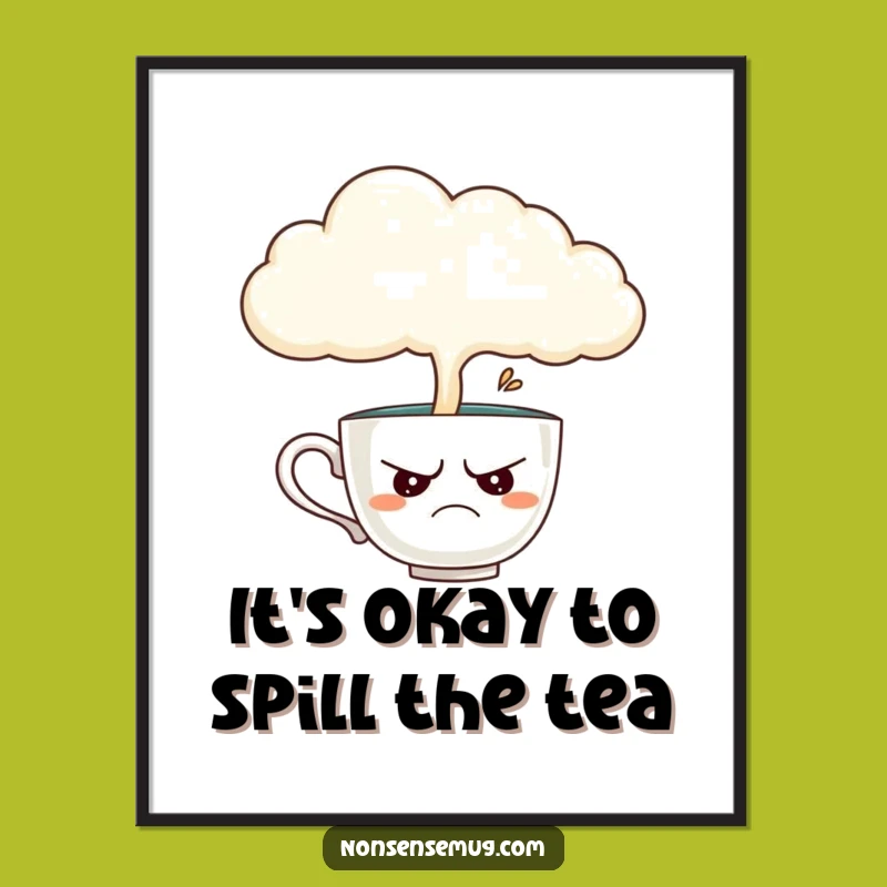Free Printable Wall Art: Grumpy Teacup & Cloud, Funny Downloadable Decor for Moody Vibes