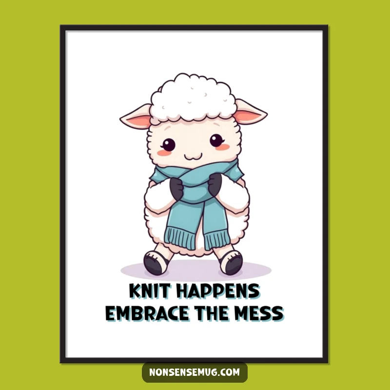 Free Printable Funny Sheep Knitting Wall Art - Quirky DIY Downloadable Decor