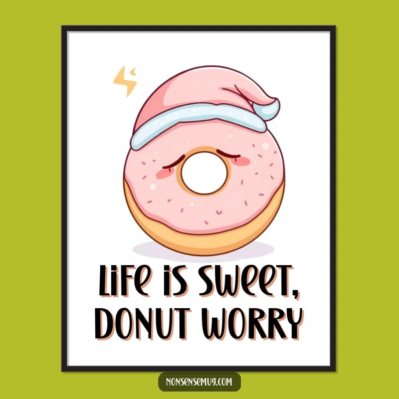 Free Printable Wall Art: Sleepy Donut, Funny Downloadable Art for Sweet Dreams