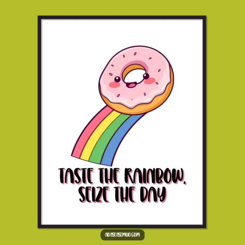 Free Printable Wall Art: Happy Donut Rainbow Slide - Whimsical Downloadable Art